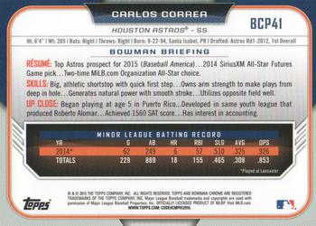 2015 Bowman - Chrome Prospects #BCP41 Carlos Correa Back