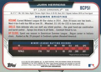 2015 Bowman - Chrome Prospects #BCP51 Juan Herrera Back