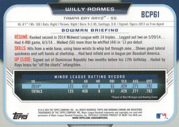 2015 Bowman - Chrome Prospects #BCP61 Willy Adames Back
