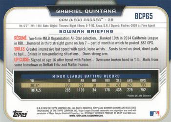2015 Bowman - Chrome Prospects #BCP65 Gabriel Quintana Back