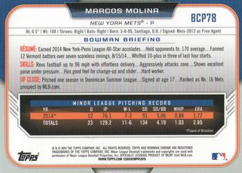 2015 Bowman - Chrome Prospects #BCP78 Marcos Molina Back