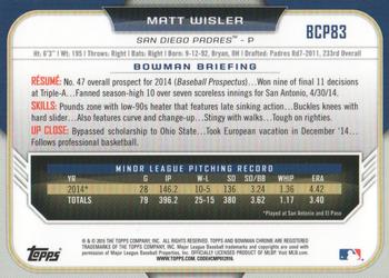 2015 Bowman - Chrome Prospects #BCP83 Matt Wisler Back