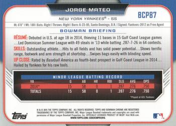 2015 Bowman - Chrome Prospects #BCP87 Jorge Mateo Back