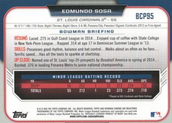 2015 Bowman - Chrome Prospects #BCP95 Edmundo Sosa Back