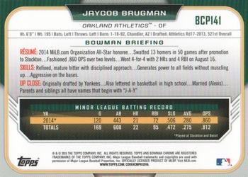 2015 Bowman - Chrome Prospects #BCP141 Jaycob Brugman Back