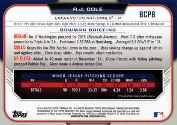 2015 Bowman - Chrome Prospects #BCP8 A.J. Cole Back