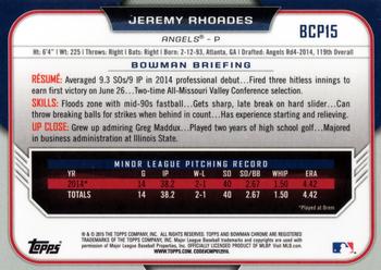 2015 Bowman - Chrome Prospects #BCP15 Jeremy Rhoades Back