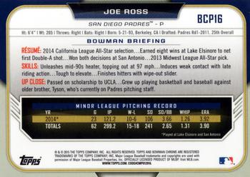 2015 Bowman - Chrome Prospects #BCP16 Joe Ross Back