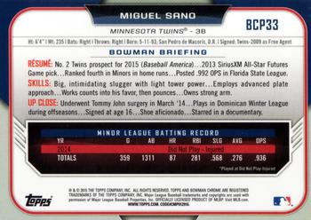 2015 Bowman - Chrome Prospects #BCP33 Miguel Sano Back