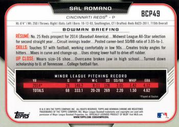 2015 Bowman - Chrome Prospects #BCP49 Sal Romano Back