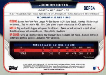 2015 Bowman - Chrome Prospects #BCP64 Jordan Betts Back