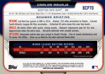 2015 Bowman - Chrome Prospects #BCP70 Carlos Asuaje Back