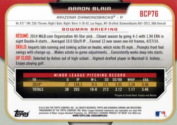 2015 Bowman - Chrome Prospects #BCP76 Aaron Blair Back