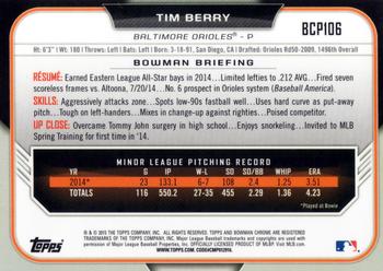 2015 Bowman - Chrome Prospects #BCP106 Tim Berry Back