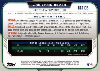 2015 Bowman - Chrome Prospects #BCP108 Jack Reinheimer Back