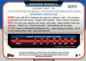 2015 Bowman - Chrome Prospects #BCP117 Addison Russell Back