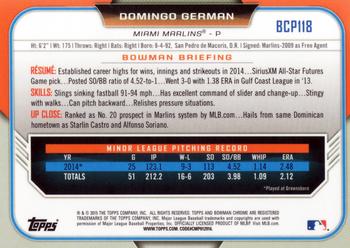 2015 Bowman - Chrome Prospects #BCP118 Domingo German Back