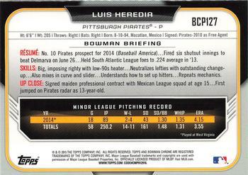 2015 Bowman - Chrome Prospects #BCP127 Luis Heredia Back