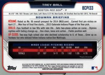 2015 Bowman - Chrome Prospects #BCP133 Trey Ball Back