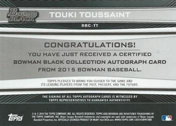 2015 Bowman - Bowman Black Autographs #BBC-TT Touki Toussaint Back