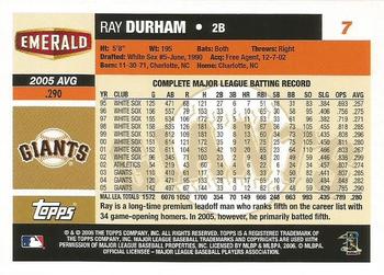 2006 Topps Emerald Nuts San Francisco Giants #7 Ray Durham Back