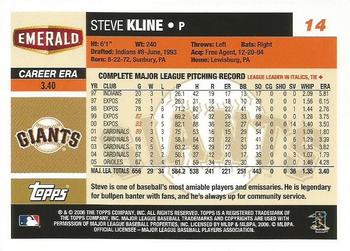 2006 Topps Emerald Nuts San Francisco Giants #14 Steve Kline Back