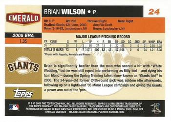 2006 Topps Emerald Nuts San Francisco Giants #24 Brian Wilson Back