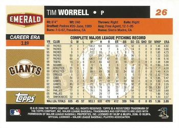 2006 Topps Emerald Nuts San Francisco Giants #26 Tim Worrell Back