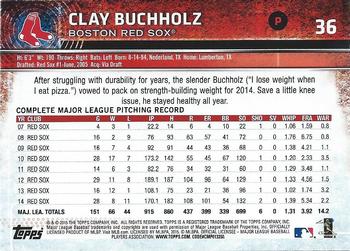 2015 Topps Opening Day - Purple #36 Clay Buchholz Back