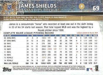 2015 Topps Opening Day - Purple #69 James Shields Back
