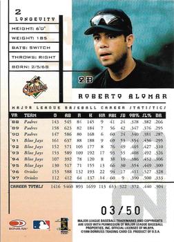 1998 Leaf Rookies & Stars - Longevity #2 Roberto Alomar Back
