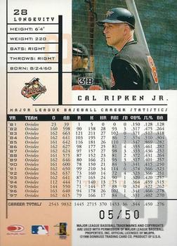 1998 Leaf Rookies & Stars - Longevity #28 Cal Ripken Jr. Back