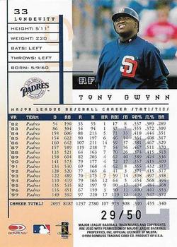 1998 Leaf Rookies & Stars - Longevity #33 Tony Gwynn Back