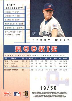 1998 Leaf Rookies & Stars - Longevity #197 Kerry Wood Back