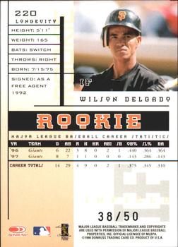 1998 Leaf Rookies & Stars - Longevity #220 Wilson Delgado Back