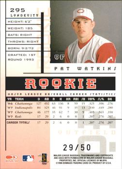1998 Leaf Rookies & Stars - Longevity #295 Pat Watkins Back