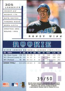 1998 Leaf Rookies & Stars - Longevity #305 Randy Winn Back