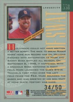 1998 Leaf Rookies & Stars - Longevity #338 Mark McGwire Back