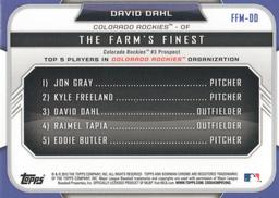 2015 Bowman - The Farm's Finest Minis #FFM-DD David Dahl Back
