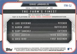 2015 Bowman - The Farm's Finest Minis #FFM-EJ Eric Jagielo Back