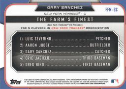 2015 Bowman - The Farm's Finest Minis #FFM-GS Gary Sanchez Back