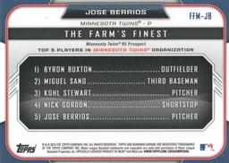 2015 Bowman - The Farm's Finest Minis #FFM-JB Jose Berrios Back
