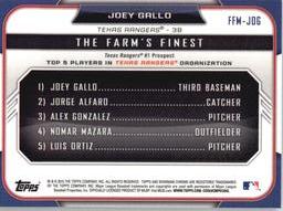 2015 Bowman - The Farm's Finest Minis #FFM-JOG Joey Gallo Back