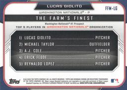 2015 Bowman - The Farm's Finest Minis #FFM-LG Lucas Giolito Back