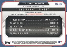 2015 Bowman - The Farm's Finest Minis #FFM-OA Ozhaino Albies Back