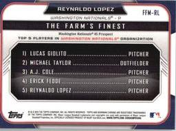 2015 Bowman - The Farm's Finest Minis #FFM-RL Reynaldo Lopez Back