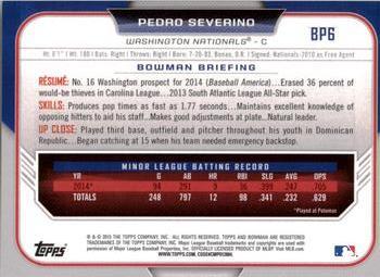 2015 Bowman - Prospects Yellow #BP6 Pedro Severino Back