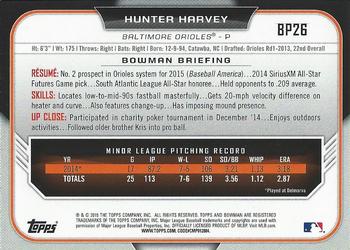2015 Bowman - Prospects Yellow #BP26 Hunter Harvey Back