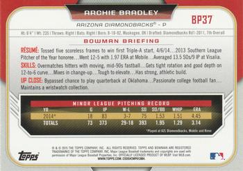2015 Bowman - Prospects Yellow #BP37 Archie Bradley Back