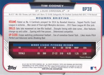 2015 Bowman - Prospects Yellow #BP38 Tim Cooney Back